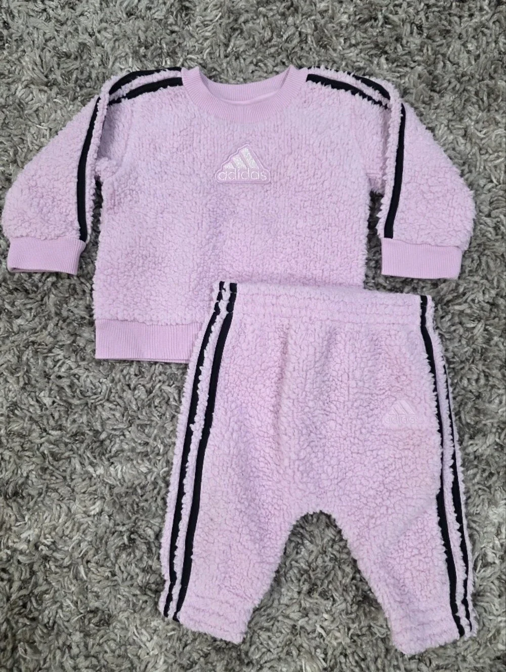 Adidas Cozy Purple Pullover And Pant Set Size 6 Months